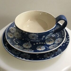 RARE ANTIQUE HAK Denmark 🇩🇰 pottery ‘Marguerit’ or ‘Margueritte’ pattern trio